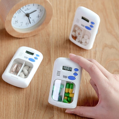 TF-264 Portable Mini Smart Timing Reminder Pill Box Plastic Pill Storage Box, Size: 9x5x2.5cm(White) - Pill Boxes by buy2fix | Online Shopping UK | buy2fix