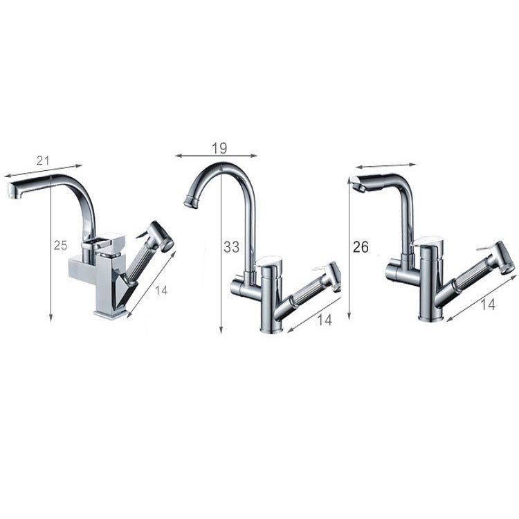 Kitchen Pull-Out Double Faucet Water Table Hot And Cold Water Faucet, Specification: Round Universal Distortion - Faucets & Accessories by buy2fix | Online Shopping UK | buy2fix