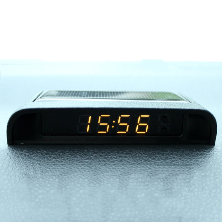 Solar Night Light Car Clock Automotive Electronic Clock Temperature Time+Date+Week+Temperature(Warm Light) - Clocks & Car Meters by buy2fix | Online Shopping UK | buy2fix