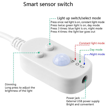 LED Light Strip USB Human Intelligent Induction Waterproof Light Strip 2835 Patch Cabinet Wardrobe Soft Light Strip 3m(3000K Warm White) - Sensor LED Lights by buy2fix | Online Shopping UK | buy2fix