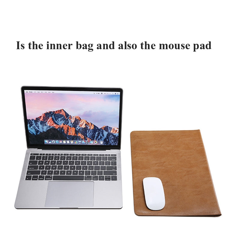 Horizontal Litchi Texture Laptop Bag Liner Bag For MacBook   13 Inch A1708 / 1706/1989 / A2337 / A2338(Liner Bag+Power Bag Brown) - Protective Bags by buy2fix | Online Shopping UK | buy2fix