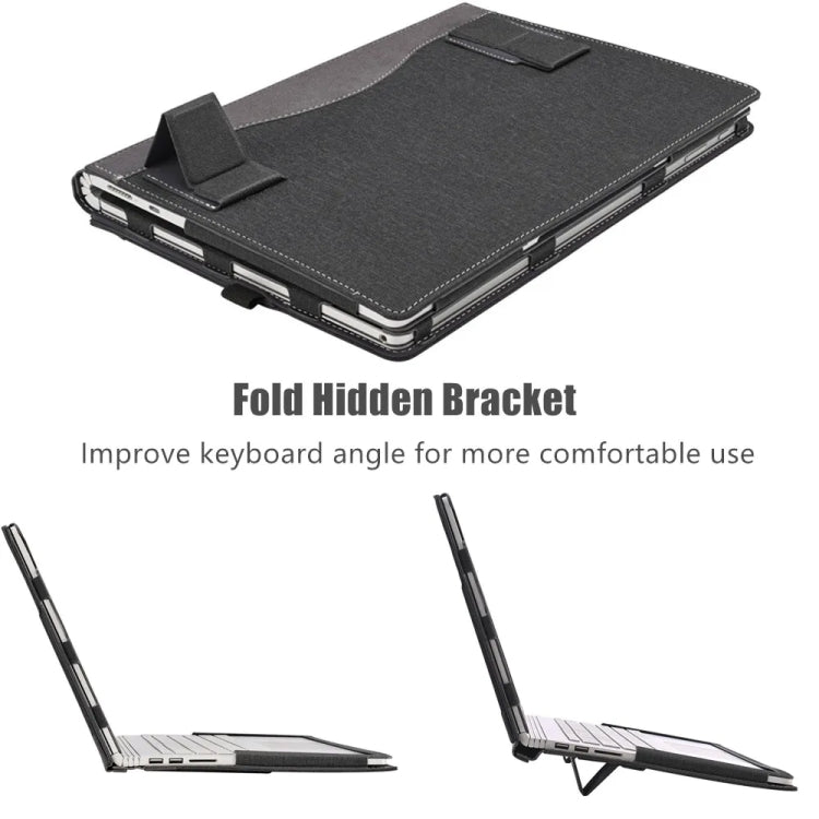 For Samsung Galaxy Book Pro 13.3 Inch Leather Laptop Anti-Fall Protective Case With Stand(Black) - 13.3 inch by buy2fix | Online Shopping UK | buy2fix