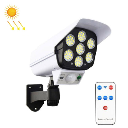 Solar Sensor LED Wall Light Simulation Surveillance Camera Glare Anti-Thief Street Lamp, Style: Remote Control (77LED) - Solar Lights by buy2fix | Online Shopping UK | buy2fix