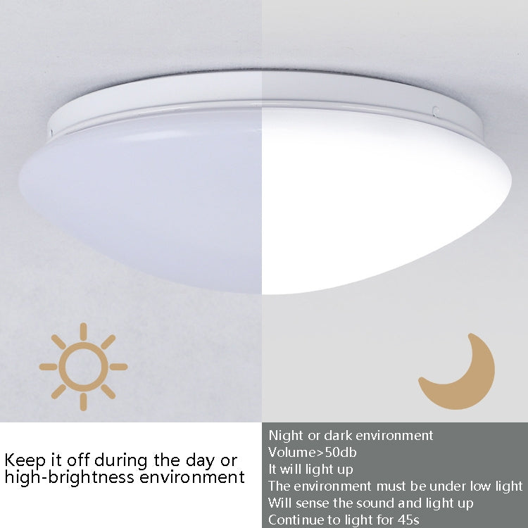 LED Sound Light Control Ceiling Lamp Round Corridor Intelligent Sensor Lamp, Power source: 12W 270mm(Warm White) - Sensor LED Lights by buy2fix | Online Shopping UK | buy2fix