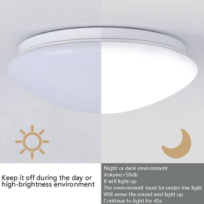 LED Sound Light Control Ceiling Lamp Round Corridor Intelligent Sensor Lamp, Power source: 12W 270mm(Warm White) - Sensor LED Lights by buy2fix | Online Shopping UK | buy2fix