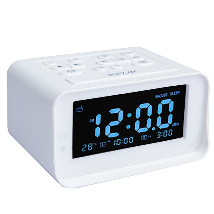 LED Digital Bedroom Alarm Clock With USB Charging Port Clock Radio Temperature Electronic Platform Clock, Specification: EU Plug(White) - Alarm Clocks by buy2fix | Online Shopping UK | buy2fix