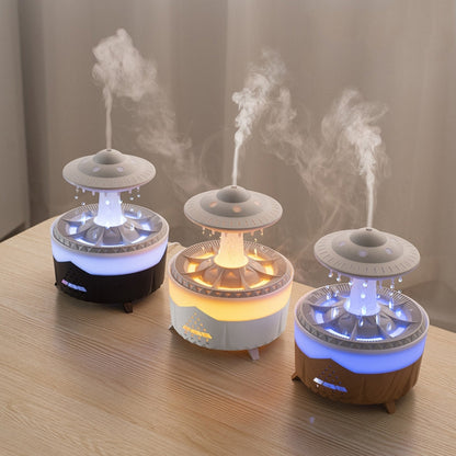 UFO Water Drop Aromatherapy Humidifier Desktop Remote Control Diffuser, Plug: EU Plug(Wood Grain) - Air Purifiers & Accessories by buy2fix | Online Shopping UK | buy2fix