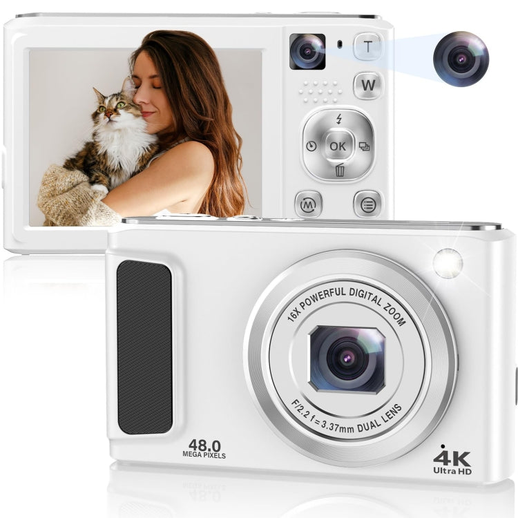 DC308 2.8-Inch 4K HD Front And Rear Dual-Camera 16X Zoom Digital Camera EU Plug(White) - Children Cameras by buy2fix | Online Shopping UK | buy2fix