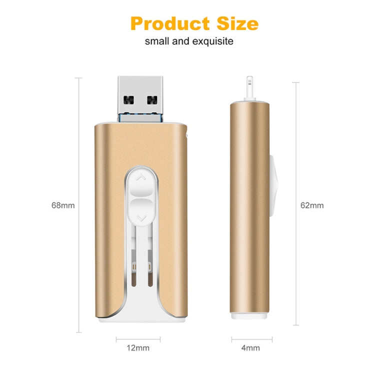 128GB Micro USB + 8 Pin + USB 2.0 3 in 1 Mobile Phone Computer U-Disk(Rose Gold) - U Disk & Card Reader by buy2fix | Online Shopping UK | buy2fix