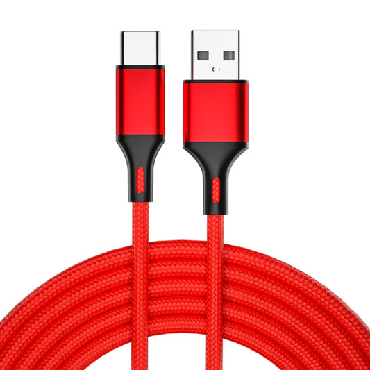 4 PCS 2.4A USB-C / Type-C to USB Braided Fast Charging Sync Data Cable, Length: 2m (Red) - USB-C & Type-C Cable by buy2fix | Online Shopping UK | buy2fix