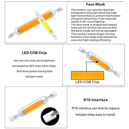 78MM 10W R7S LED COB Dimmer Glass Lamp Double-end Horizontal Plug-in Light(110V Warm White Light) - LED Blubs & Tubes by buy2fix | Online Shopping UK | buy2fix