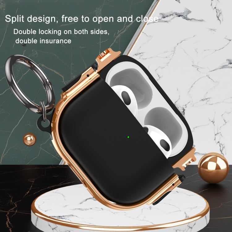 For AirPods 3  Drop-proof Case Split Design Plating Protection Cover(Rose Gold+Black) - For AirPods 3 by buy2fix | Online Shopping UK | buy2fix