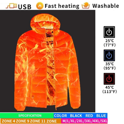 9 Zone Red USB Winter Electric Heated Jacket Warm Thermal Jacket, Size: XXL - Down Jackets by buy2fix | Online Shopping UK | buy2fix