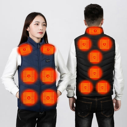 11 Area Double Control Blue USB Electric Heating Undershirt Intelligent Warm Vest(5XL) - Down Jackets by buy2fix | Online Shopping UK | buy2fix