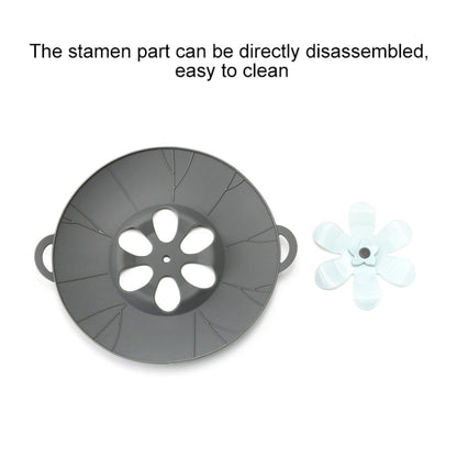 Silicone Flower Spill-proof Pot Lid Rotatable Pot Lid Kitchen Gadget, Size: 23cm Small Gray - Insulation by buy2fix | Online Shopping UK | buy2fix