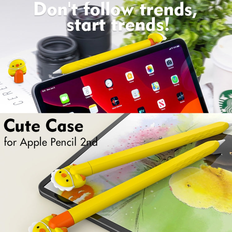 For Apple Pencil 2 AhaStyle PT-LC129 Pen Case Cartoon Silicone Protective Case(Orange) - Pencil Accessories by AhaStyle | Online Shopping UK | buy2fix