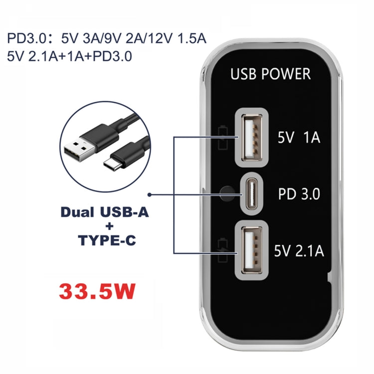 12/24V USB+Type-C Car, RV, Boat Mobile Phone Charger Modification(Black 2.1A+1A+PD3.0) - DIY Modified Charger by buy2fix | Online Shopping UK | buy2fix