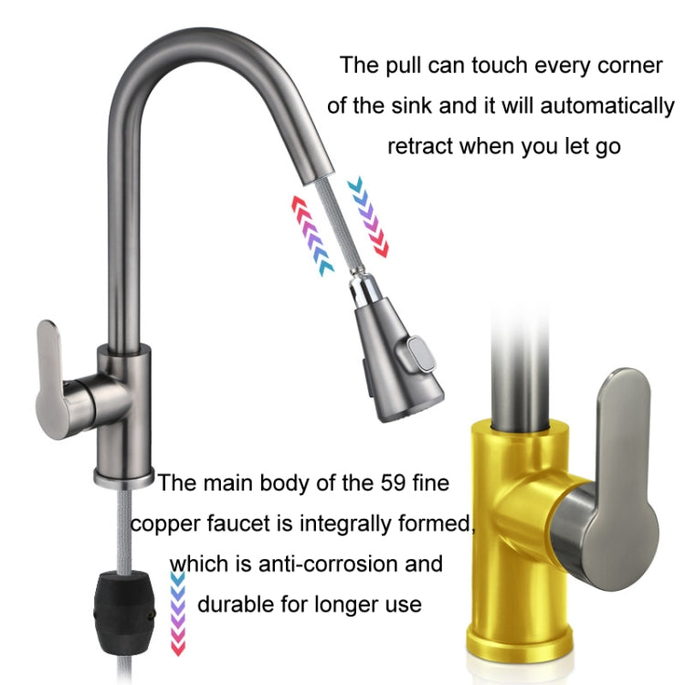 Kitchen Pull-out Universal Telescopic Hot & Cold Water Faucet, Specification: Stainless Steel Brushed - Faucets & Accessories by buy2fix | Online Shopping UK | buy2fix
