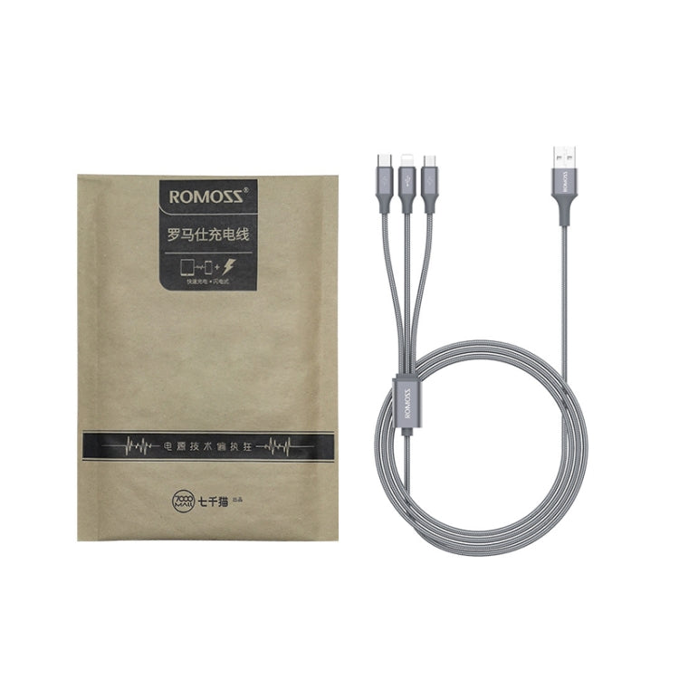 ROMOSS CB25 3 In 1 3.5A  8 Pin + Micro USB + Type C/USB-C Cable 1m(Star Blue) - Multifunction Cable by ROMOSS | Online Shopping UK | buy2fix