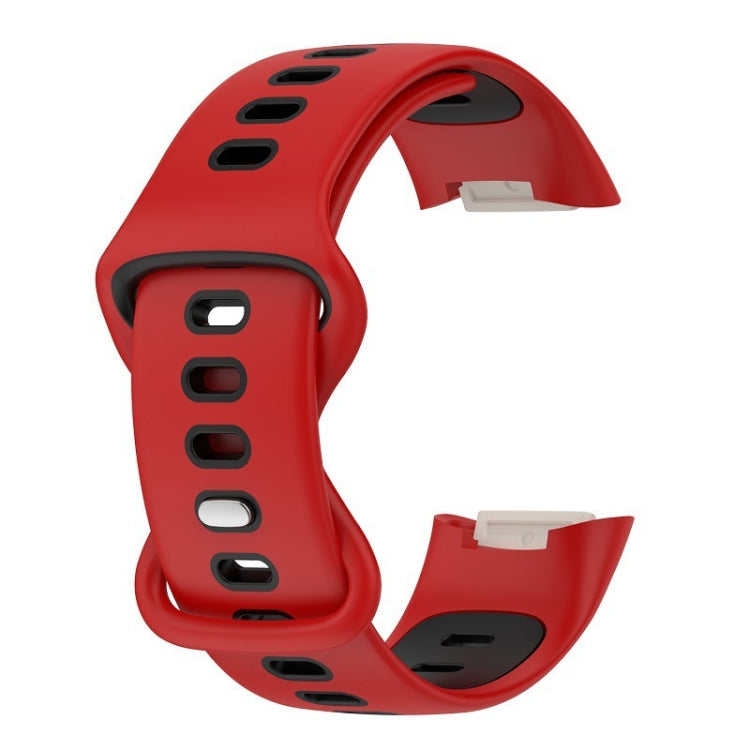 For Fitbit Charge 5 Smart Watch Sports Waterproof Two-Color Silicone Band(Red Black) - Watch Bands by buy2fix | Online Shopping UK | buy2fix