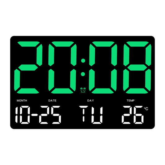 Large Display Led Digital Clock 5 Modes Brightness Adjustable Temperature Mute Electronic Clock(Green Double Color) - Alarm Clocks by buy2fix | Online Shopping UK | buy2fix