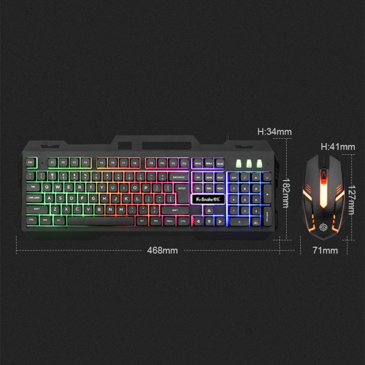 K-Snake Mechanical Feel Keyboard Mouse Kit USB Wired 104 Keycaps Computer Keyboard, Style: Keyboard+Mouse (Black) - Wired Keyboard by K-Snake | Online Shopping UK | buy2fix