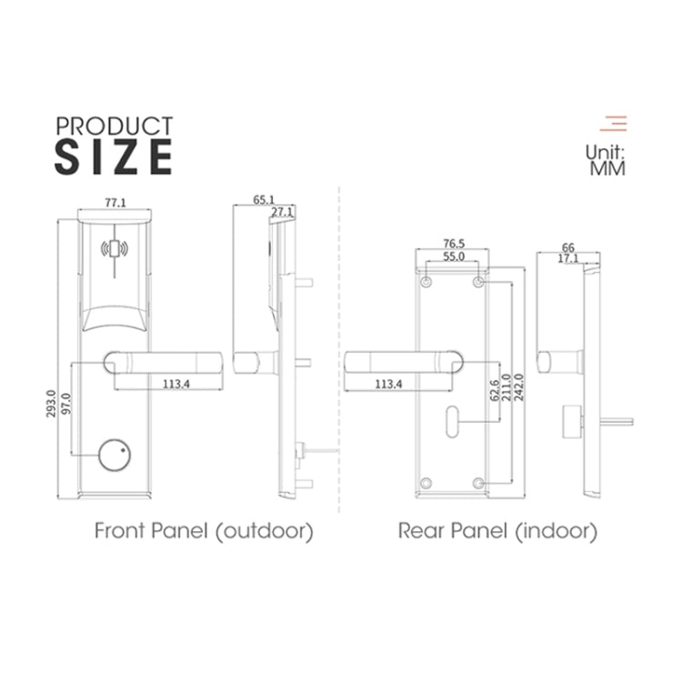 LOCSTAR  8088 RFID Card +Mechnical Key Unlock Hotel Door Lock(Gold) - Door Lock by LOCSTAR | Online Shopping UK | buy2fix