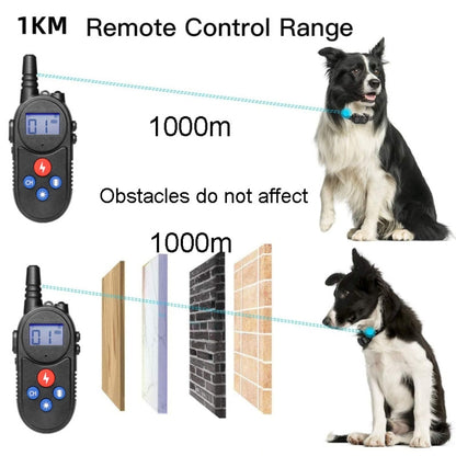 1000m Remote Control Intercom Dog Trainer Electric Shock Vibration Stop Barker(Yellow) - Training Aids by buy2fix | Online Shopping UK | buy2fix