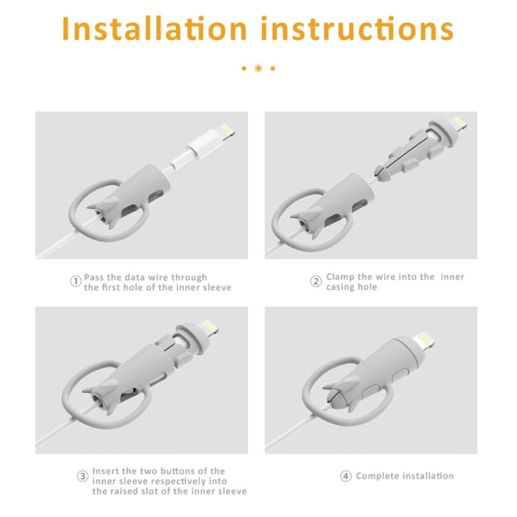 Data Line Protector For IPhone USB Type-C Charger Wire Winder Protection, Spec: Small Head Band +USB Head White - Cable Organizer by buy2fix | Online Shopping UK | buy2fix