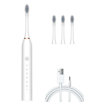 Rechargeable Ultrasonic Soft Bristle Electrical Toothbrushes Flosser 6 Gear With 4 Brushes(White) - Toothbrushes by buy2fix | Online Shopping UK | buy2fix