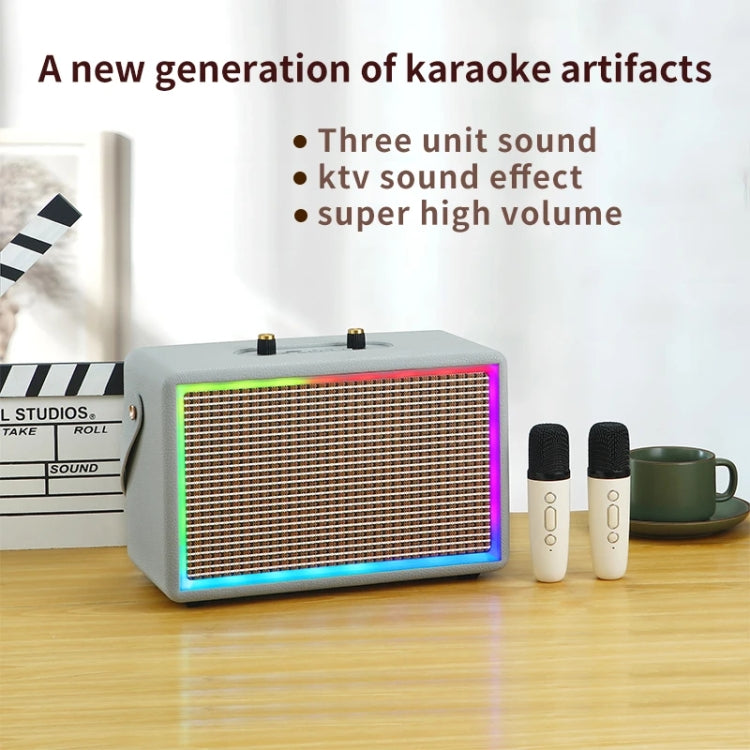 Leather Colorful Light Effect Karaoke Audio Retro Outdoor Bluetooth Speaker, Style: Single Speaker(Brown) - Desktop Speaker by buy2fix | Online Shopping UK | buy2fix