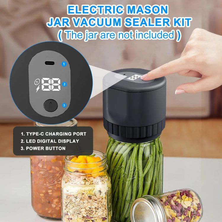 Electric Mason Jar Vacuum Sealer Kit Sealing Machine for Food Storage With 10 Jar Lids(Black) - Preservation Supplies by buy2fix | Online Shopping UK | buy2fix