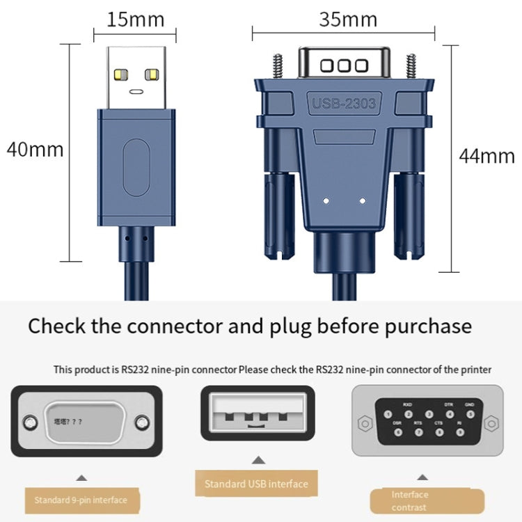 JINGHUA USB To RS232 Serial Cable DB9 Pin COM Port Computer Converter, Length: 3m - RS485 / RS232 Series by JINGHUA | Online Shopping UK | buy2fix