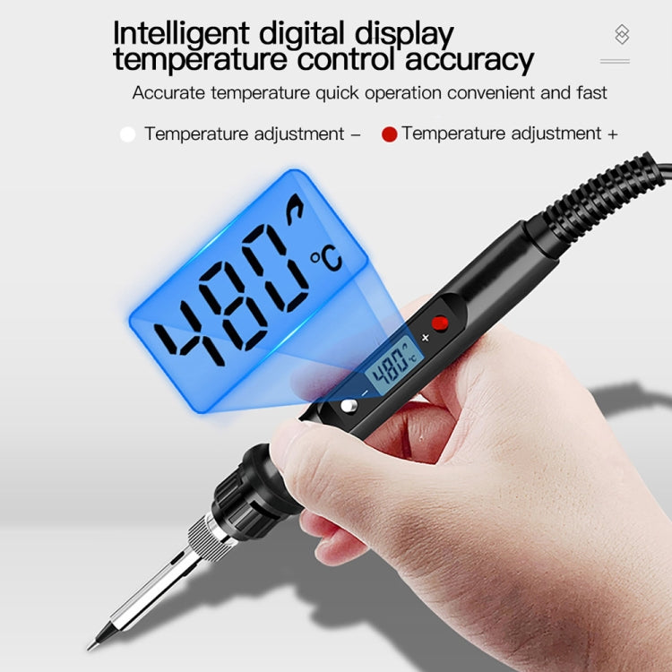 10pcs/ Set 80W Internal Heating Welding Digital Display Soldering Iron Temperature Adjustment Set, Model: Black US Plug - Electric Soldering Iron by buy2fix | Online Shopping UK | buy2fix