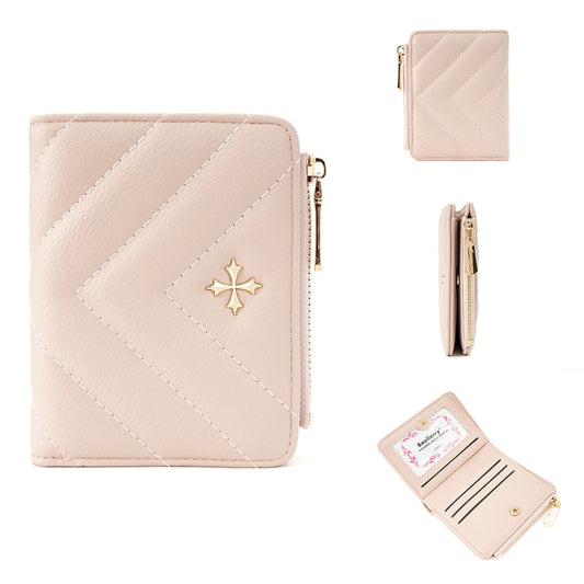 Baellerry N2401 PU Leather Short Wallet with Multiple Card Slots Cross Flower Zipper Coin Purse(Pink) - Wallets by Baellerry | Online Shopping UK | buy2fix