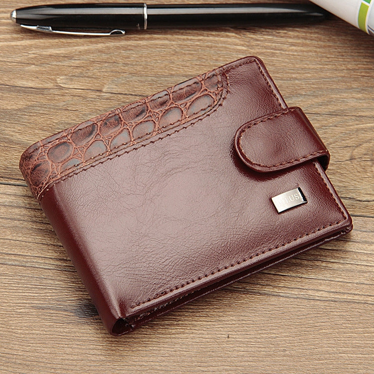 Baellerry M1078 Splicing Leather Casual Men Wallet With Buckle Multi-Card Slot Coin Purse(Brown) - Wallets by Baellerry | Online Shopping UK | buy2fix