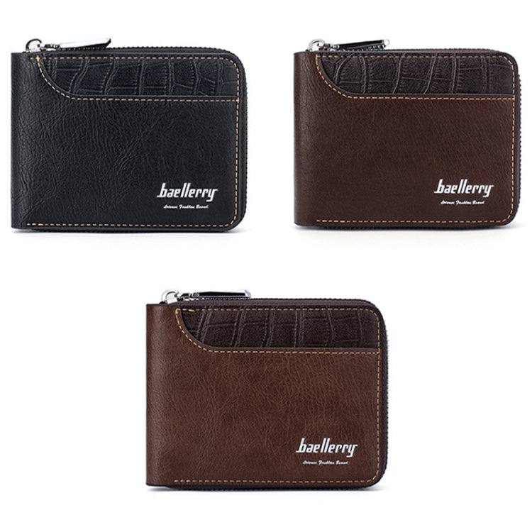 Baellerry D5101 RFID Anti-theft Spliced Short Wallet Retro Multi-card Zipper Coin Purse(Light Brown) - Antimagnetic RFID Package by Baellerry | Online Shopping UK | buy2fix