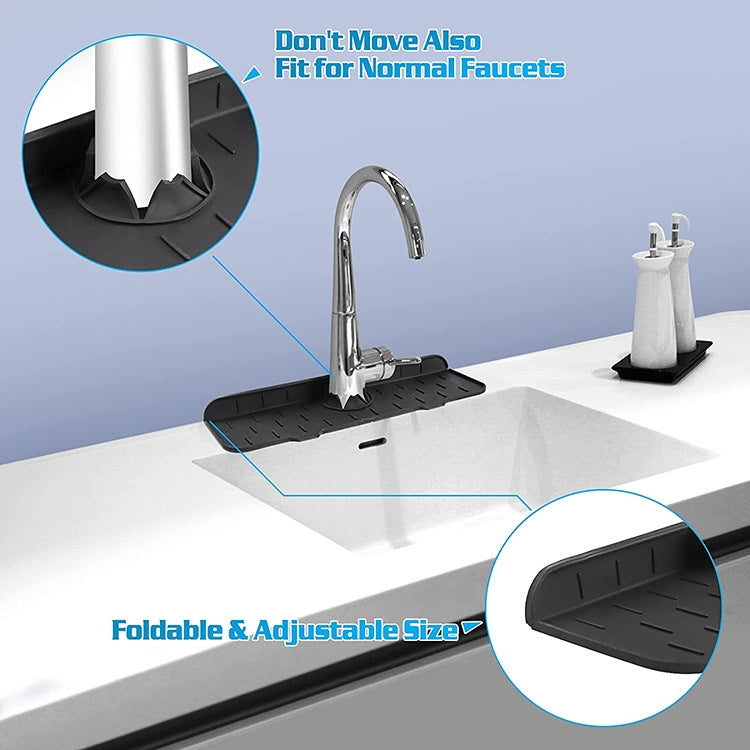 Kitchen Bath Faucet Silicone Drain Mat Sink Splash Proof Silicone Pad(Black) - Faucets & Accessories by buy2fix | Online Shopping UK | buy2fix