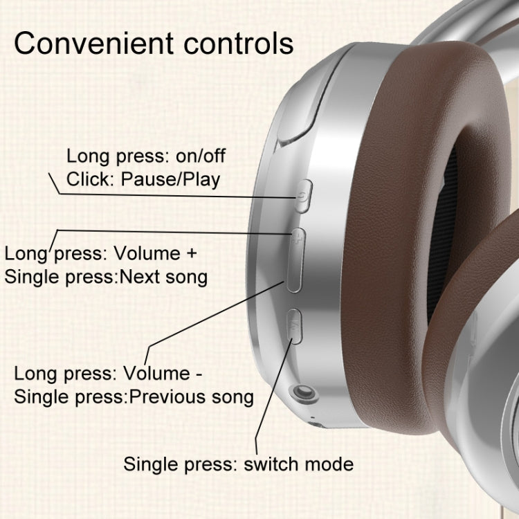 SOYTO VJE901 Retro Bluetooth Headset Metal Headband Wireless Sports Headset(Silver Brown) - Headset & Headphone by SOYTO | Online Shopping UK | buy2fix