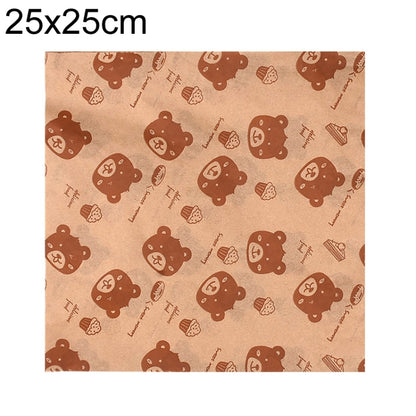 100sheets /Pack Bear Pattern Greaseproof Paper Baking Wrapping Paper Food Basket Liners Paper 25x25cm - Retail Packaging by buy2fix | Online Shopping UK | buy2fix