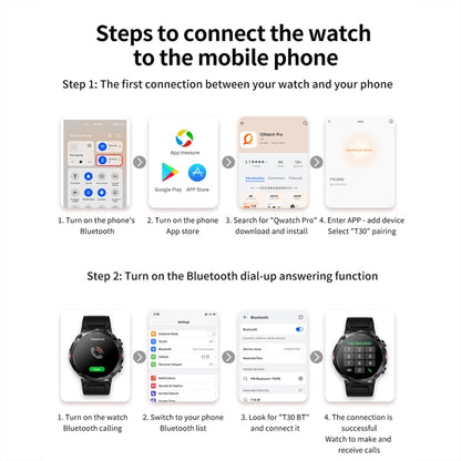 T30 1.6-inch Outdoor Sports Waterproof Smart Music Bluetooth Call Watch, Color: Black - Smart Watches by buy2fix | Online Shopping UK | buy2fix