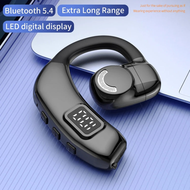 Bluetooth Headset Digital Display Hanging Ear OWS Stereo Sports Earbuds(Black) - Bluetooth Earphone by buy2fix | Online Shopping UK | buy2fix