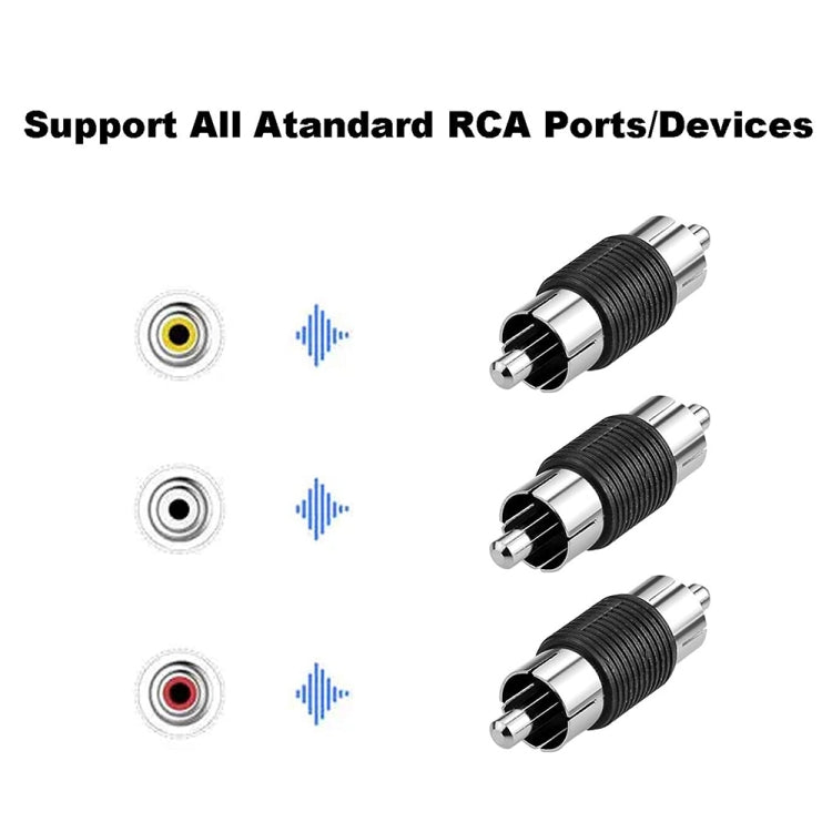 10pcs RCA Lotus Head Straight-through Male Monitoring Audio Adapter AV Butt Joint(Male to Male) - RCA Adapter by buy2fix | Online Shopping UK | buy2fix