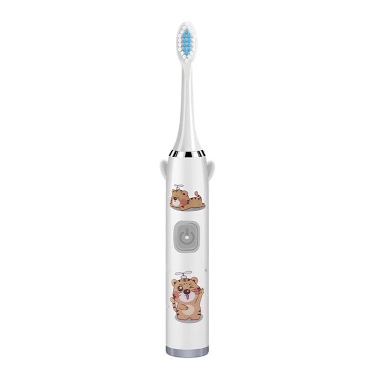 USB Charging Fully Automatic Ultrasonic Cartoon Children Electric Toothbrush, Color: White with 1 Head - Toothbrushes by buy2fix | Online Shopping UK | buy2fix