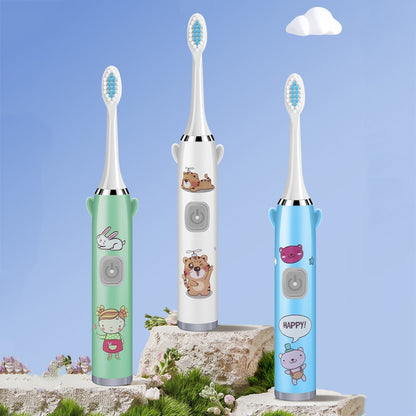 USB Charging Fully Automatic Ultrasonic Cartoon Children Electric Toothbrush, Color: Blue with 8 Heads - Toothbrushes by buy2fix | Online Shopping UK | buy2fix