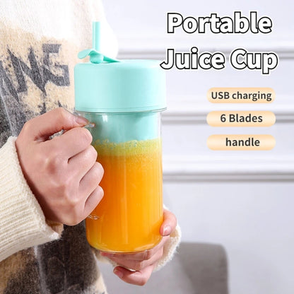 420ml 6 Blades Straw Juice Cup USB Charging Portable Fruit Juicer Smoothie Maker(Green) - Electric juicers by buy2fix | Online Shopping UK | buy2fix