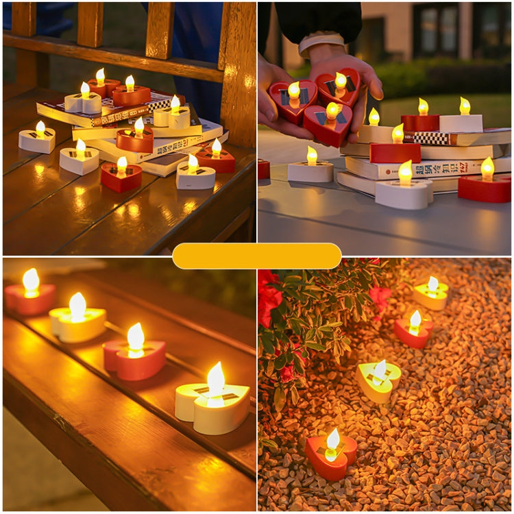 Solar Candle Light Outdoor Courtyard Villa Garden Waterproof Decoration Light, Spec: Heart Mode White Shell - Solar Lights by buy2fix | Online Shopping UK | buy2fix