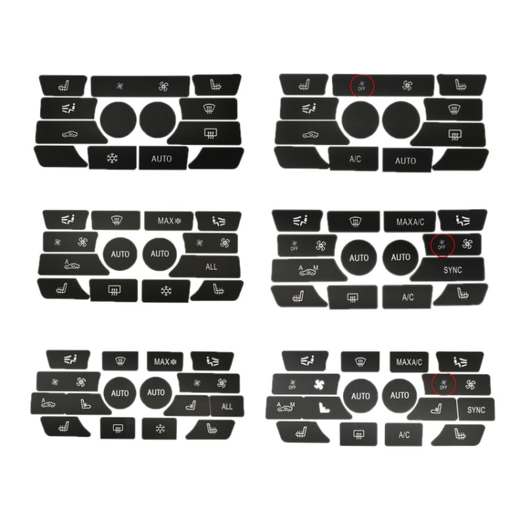 For BMW 5 Series/7 Series/X5/C6/F10/F01/F15 Air Conditioning Button Repair Sticker, Style: A 13pcs With OFF - Decorative Sticker by buy2fix | Online Shopping UK | buy2fix