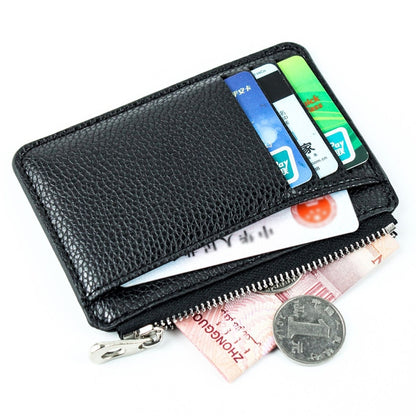 Multi-card Slot Zipper Card Holder Large Capacity Ultra-thin Coin Purse(Coffee) - Card & Passport Bags by Pieru | Online Shopping UK | buy2fix