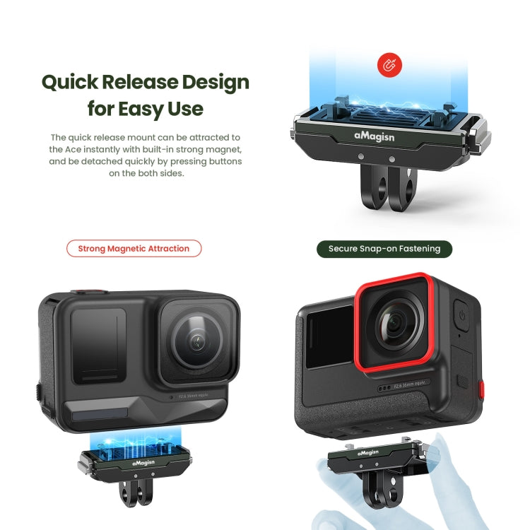 AMagisn Metal Magnetic Quick Release + Top Cover, For Insta360 Ace / Ace Pro / X3 / X2 / GoPro HERO12 Black - Mount & Holder by aMagisn | Online Shopping UK | buy2fix